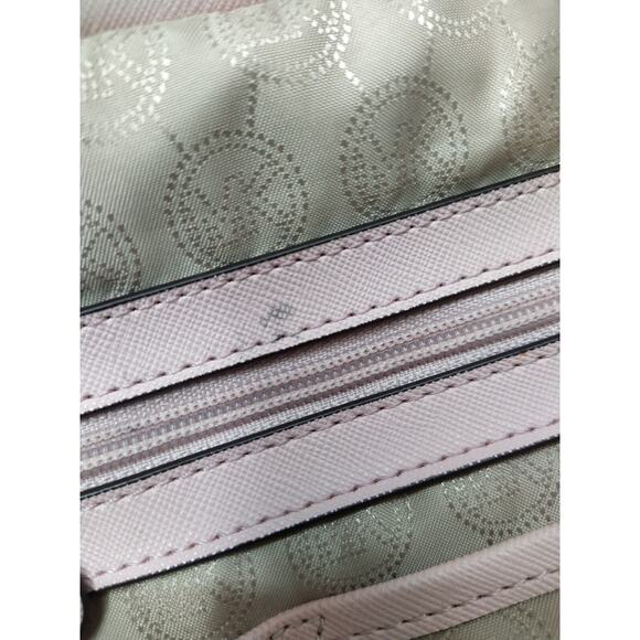 Michael Kors Jet Set Pink Crossgrain Leather Double Handles Tote Shoulder Bag - Picture 12 of 16